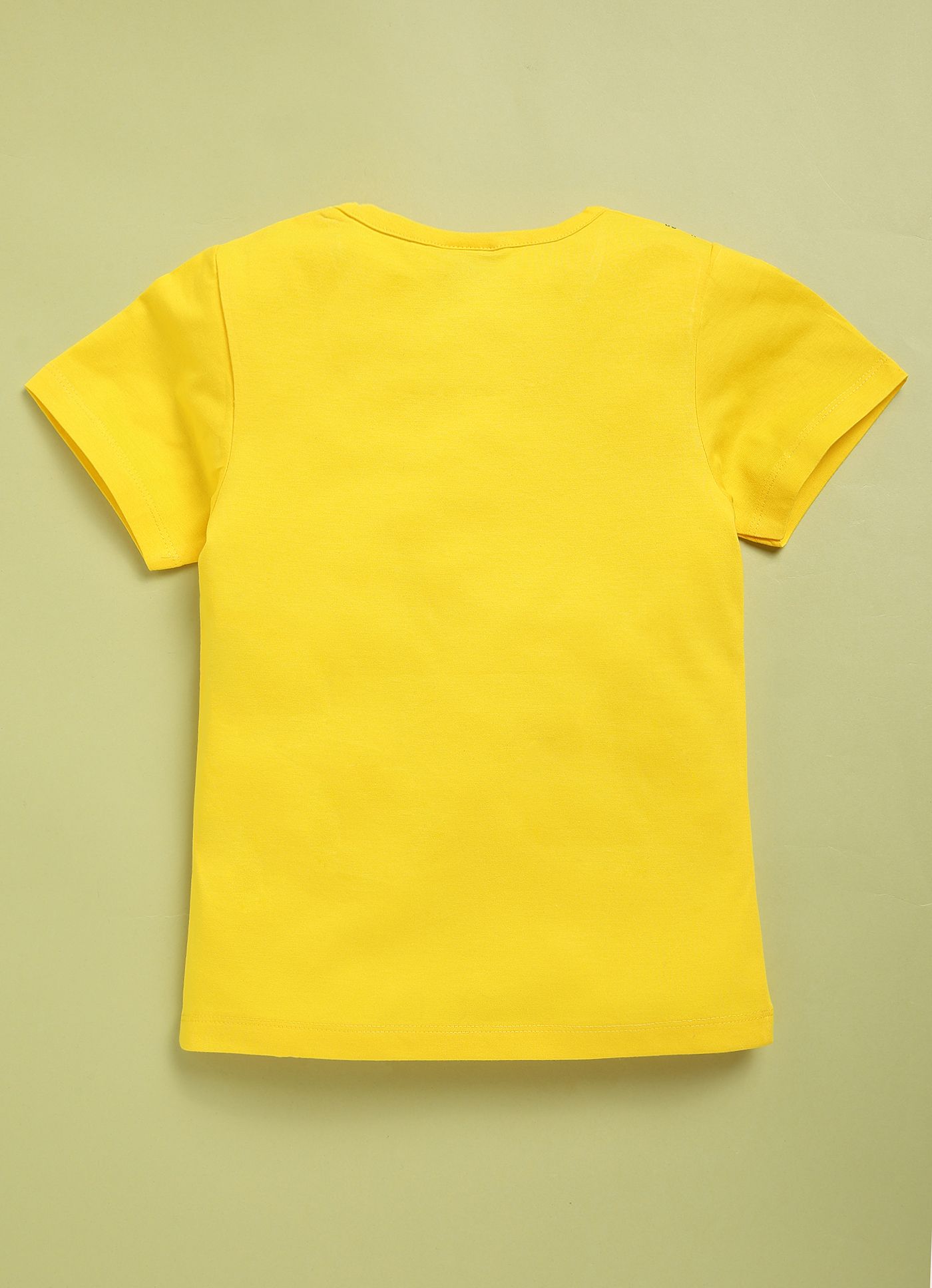 Mars Infiniti Girls Graphic Print Pure Cotton Regular T Shirt (Yellow, Pack of 1)