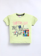 Mars Infiniti Boys & Girls Casual T-shirt Three Fourth Pant (Dark Blue, Light Yellow)