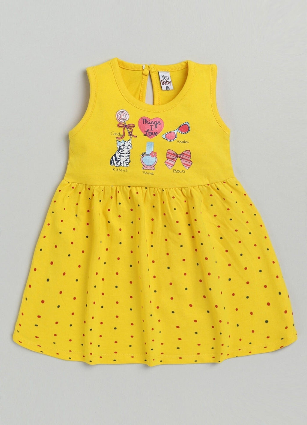 Mars Infiniti Baby Girls Midi/Knee Length Casual Dress (Yellow, Sleeveless)