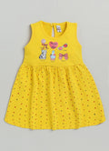 Mars Infiniti Baby Girls Midi/Knee Length Casual Dress (Yellow, Sleeveless)