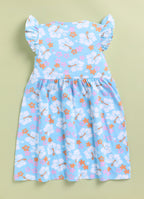 Mars Infiniti Girls Below Knee Casual Dress (Blue, Sleeveless)