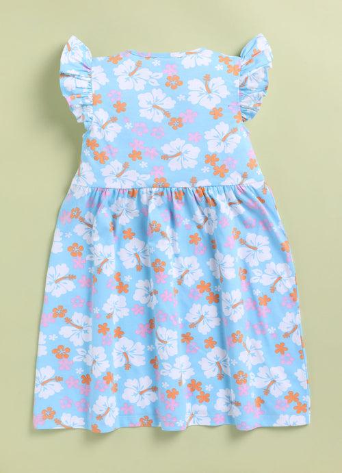 Mars Infiniti Girls Below Knee Casual Dress (Blue, Sleeveless)