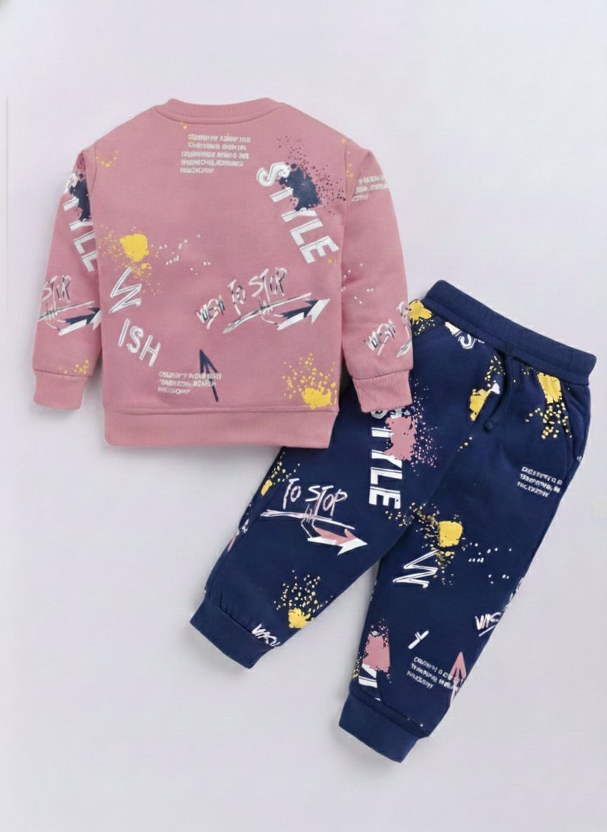 Mars Infiniti Boys & Girls Casual Sweatshirt Sweatpant (Pink, Deep Blue)