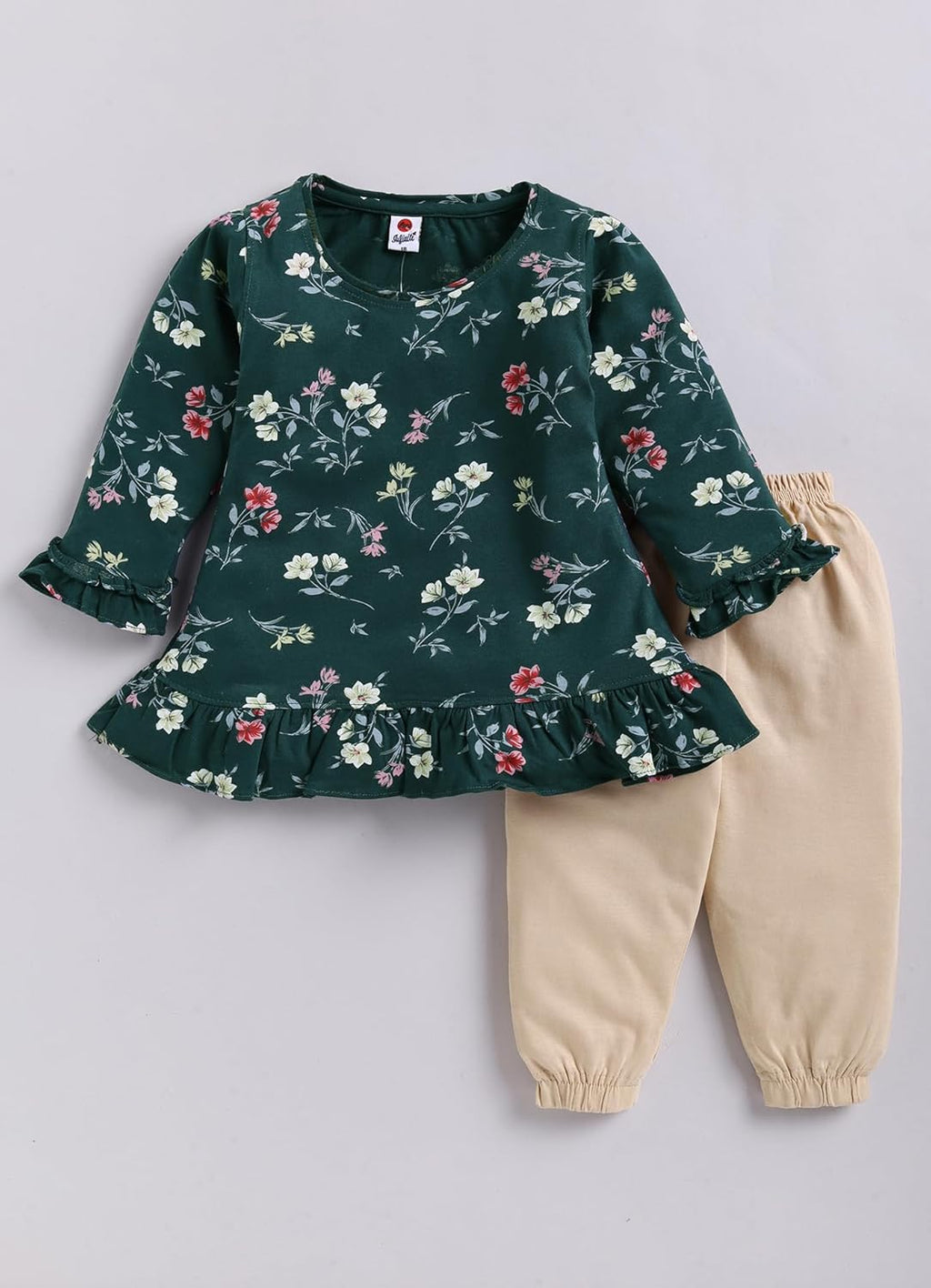 Mars Infiniti Pure Cotton Frock Top & Pyjama Set for Girls Kids | Baby Girls Summer Dress Set | Regular fit Casual full sleeve Frock and Full Pant Set | All over flower printed girls clothing set