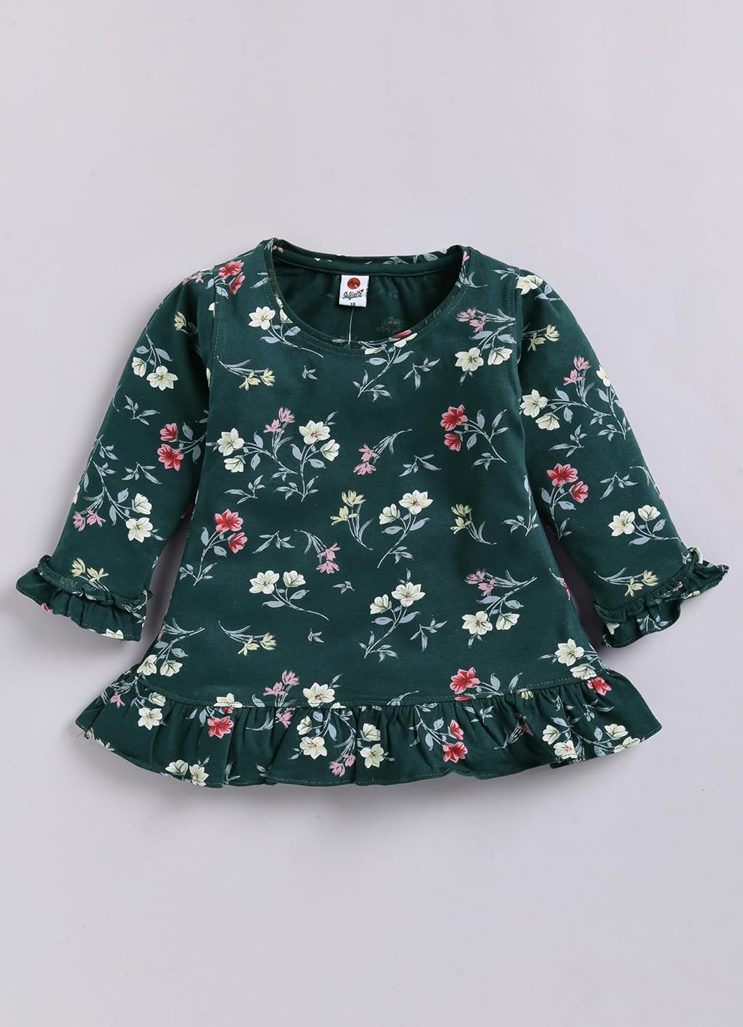Mars Infiniti Pure Cotton Frock Top & Pyjama Set for Girls Kids | Baby Girls Summer Dress Set | Regular fit Casual full sleeve Frock and Full Pant Set | All over flower printed girls clothing set