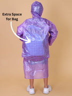 Mars Infiniti PVC Plastic Checkered Girls Raincoat (Violet)
