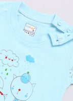 Mars Infiniti Baby Boys Pure Cotton Half Sleeve shoulder buttoned T-shirt & Shorts Set