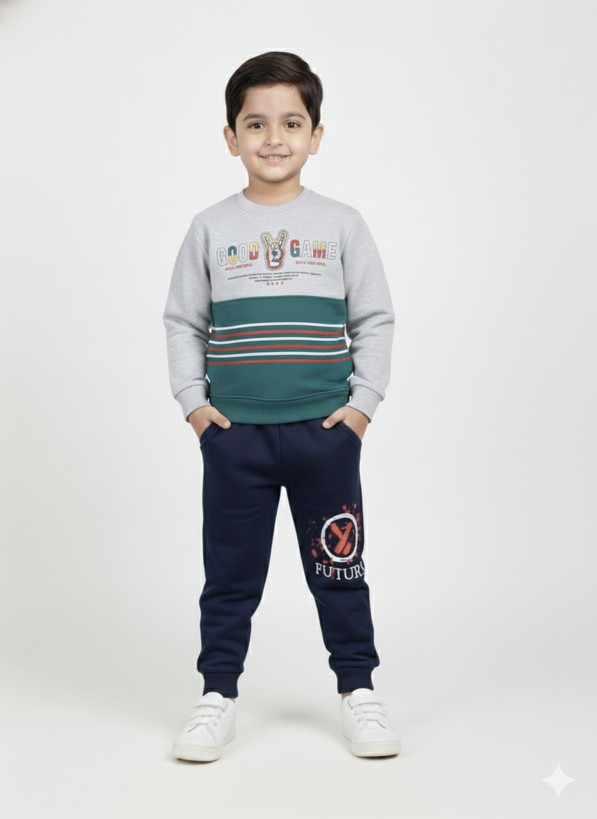 Mars Infiniti Full Sleeve Printed Baby Boys & Baby Girls Sweatshirt (Light Grey)