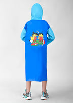 Mars Infiniti Graphic Print Boys and Girls Raincoat, Dual Shade Light Blue and Deep Blue, Pvc Plastic