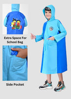 Mars Infiniti Graphic Print Boys and Girls Raincoat, Dual Shade Light Blue and Deep Blue, Pvc Plastic