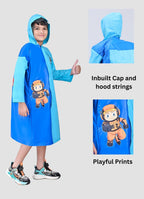 Mars Infiniti Graphic Print Boys and Girls Raincoat, Dual Shade Light Blue and Deep Blue, Pvc Plastic
