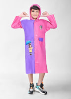 Mars Infiniti Graphic Print Boys and Girls Raincoat, Dual Shade Pink and Violet, Pvc Plastic