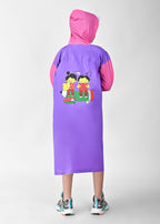 Mars Infiniti Graphic Print Boys and Girls Raincoat, Dual Shade Pink and Violet, Pvc Plastic