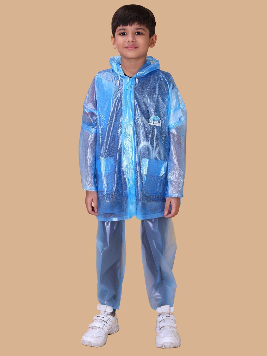 Mars Infiniti Graphic Print Unisex Raincoat set and Pant set, Sky Blue, pack of 1, PVC Plastic Raincoat