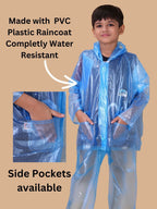 Mars Infiniti Graphic Print Unisex Raincoat set and Pant set, Sky Blue, pack of 1, PVC Plastic Raincoat