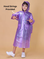 Mars Infiniti PVC Plastic Checkered Girls Raincoat (Violet)