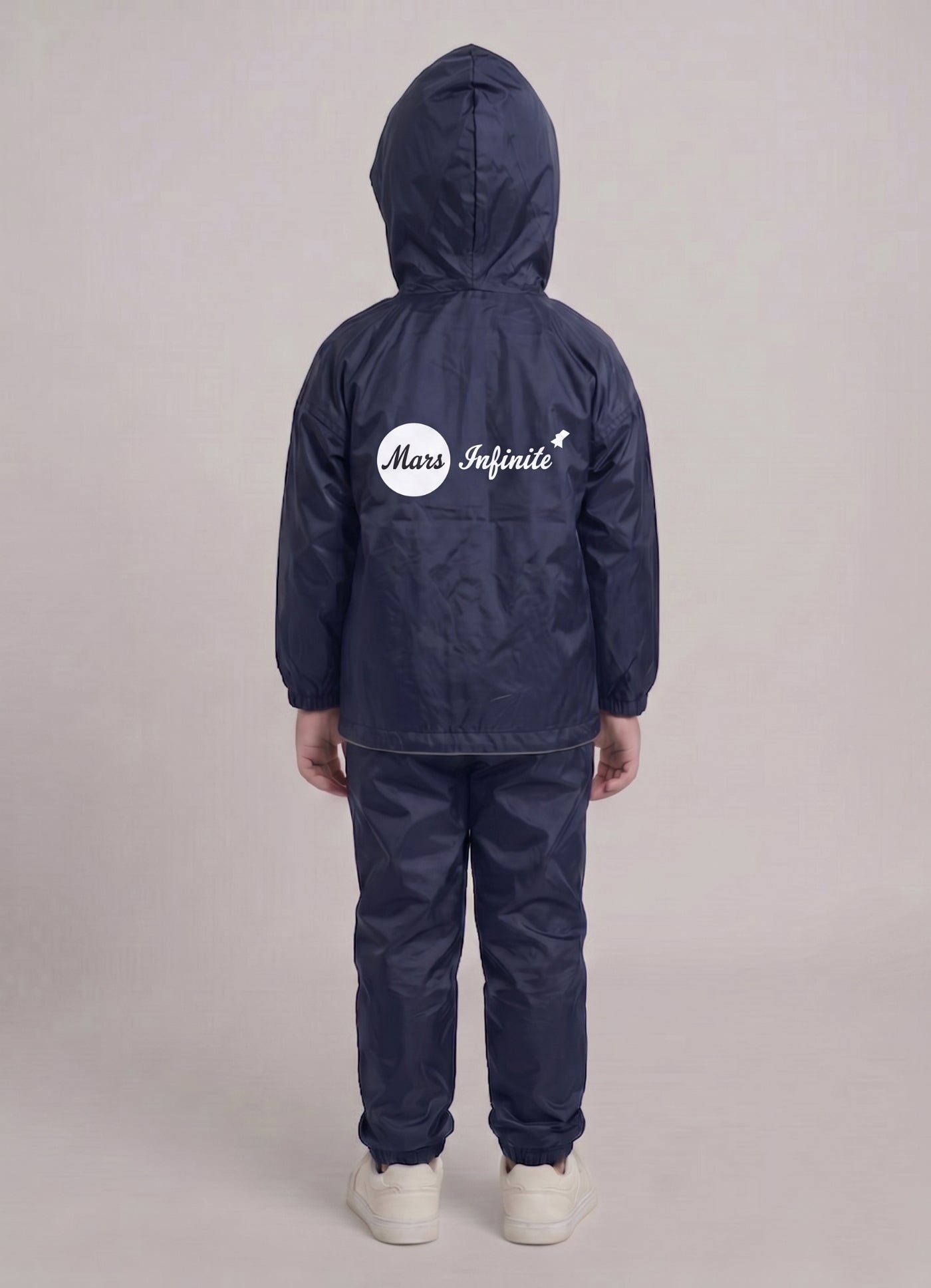 Mars Infiniti Solid Polyester Raincoat and Pant Set for Girls (Blue)