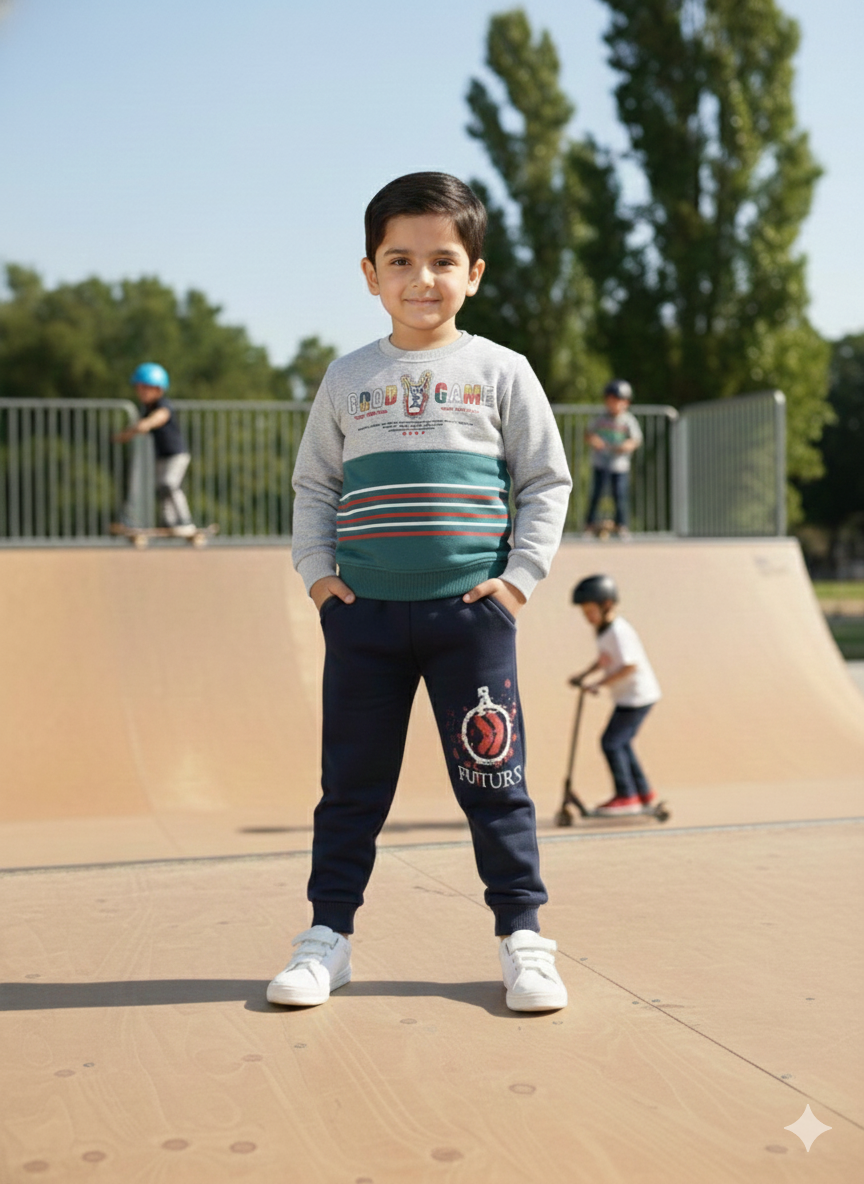 Mars Infiniti Full Sleeve Printed Baby Boys & Baby Girls Sweatshirt (Light Grey)