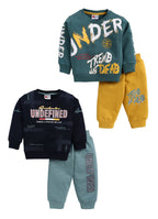 Mars Infiniti Full Sleeve Roundneck Sweatshirt and Track Pant Set for Boys and Girls (Emerald, Navy), Pack of 2