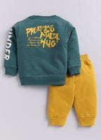 Mars Infiniti Full Sleeve Roundneck Sweatshirt and Track Pant Set for Boys and Girls (Emerald, Navy), Pack of 2