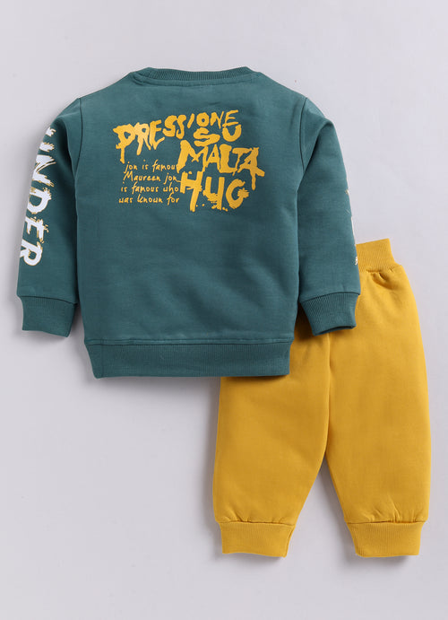 Mars Infiniti Full Sleeve Roundneck Sweatshirt and Track Pant Set for Boys and Girls (Emerald, Navy), Pack of 2