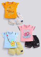 Mars Infiniti Baby Girls Casual Top Capri (Blue, Pink, Mustard)