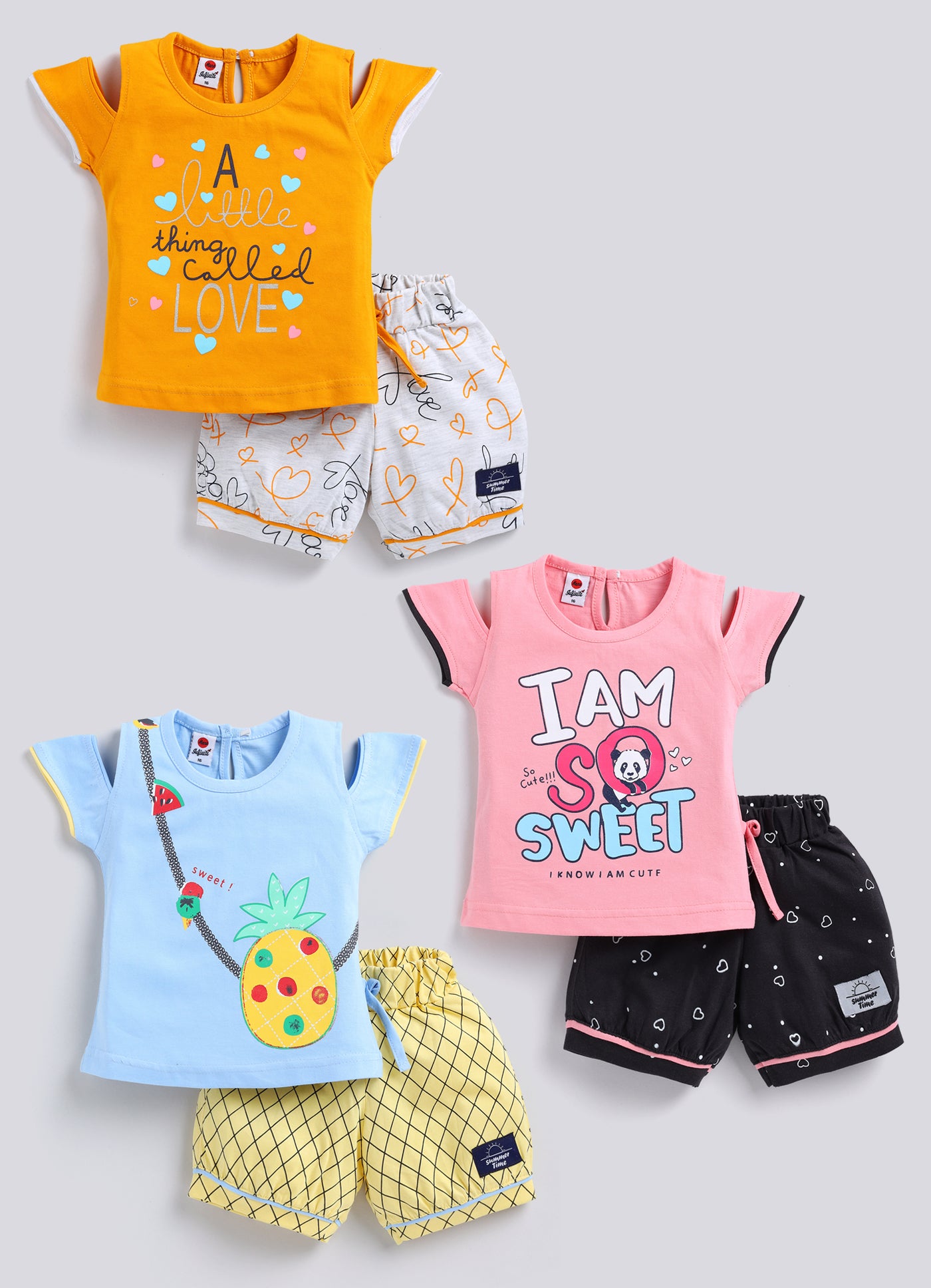 Mars Infiniti Baby Girls Casual Top Capri (Blue, Pink, Mustard)