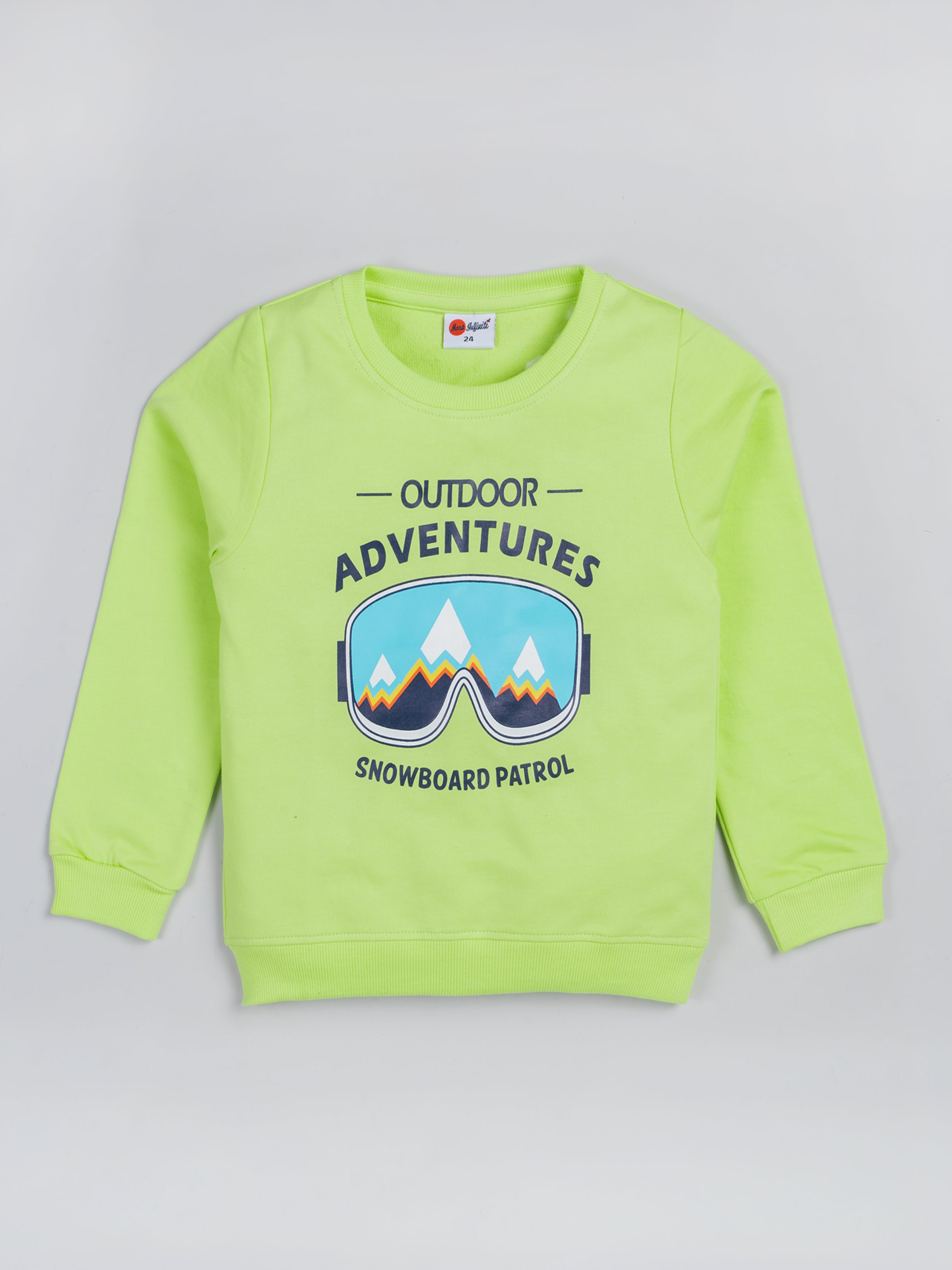 Mars Infiniti Full Sleeve Printed Baby Boys & Baby Girls Sweatshirt (Light Green)