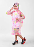 Mars Infiniti Graphic Print Girls PVC Raincoat (Yellow, Pink)