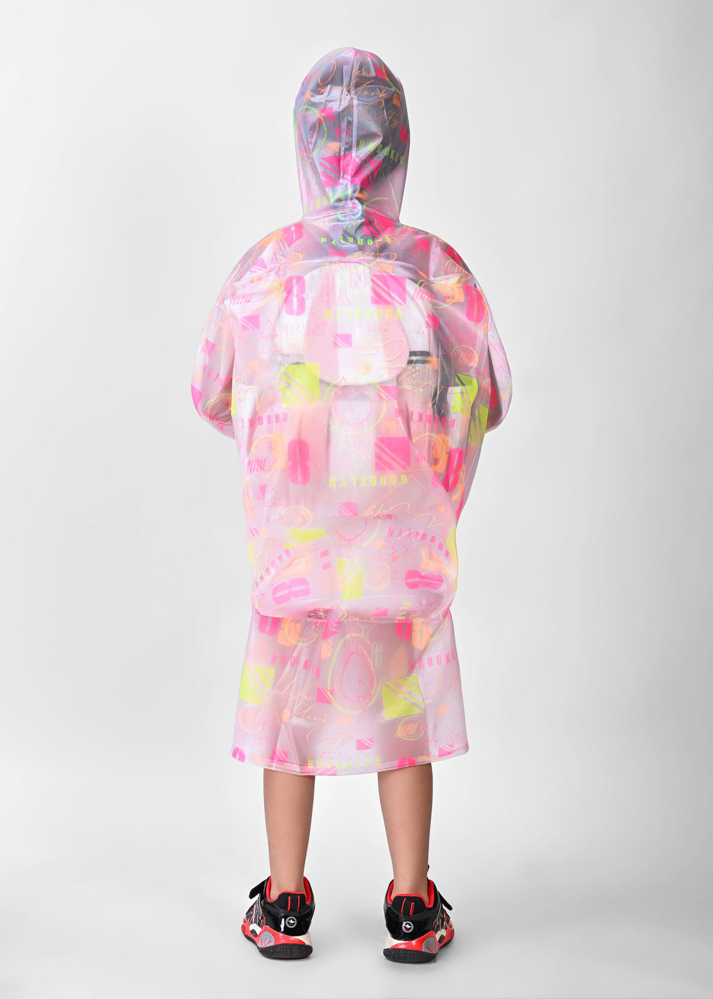 Mars Infiniti Graphic Print Girls PVC Raincoat (Yellow, Pink)