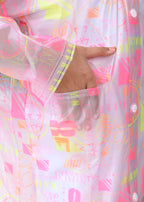 Mars Infiniti Graphic Print Girls PVC Raincoat (Yellow, Pink)