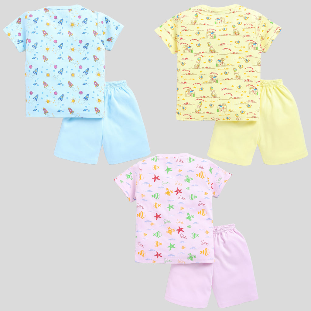 Mars Infiniti Baby Boys & Baby Girls Casual T-shirt Shorts (Pink, Yellow, Blue)
