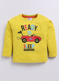 Mars Infiniti Boys Printed Pure Cotton Regular T Shirt (Gold, Pack of 1)