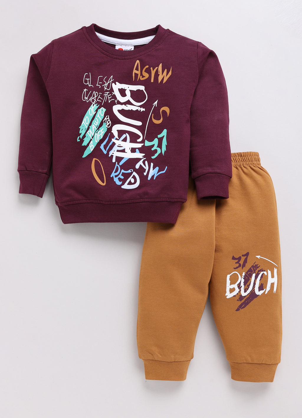 Mars Infiniti Boys & Girls Casual Sweatshirt Track Pants (Magenta, Brown)