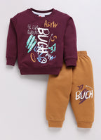Mars Infiniti Boys & Girls Casual Sweatshirt Track Pants (Magenta, Brown)