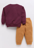 Mars Infiniti Boys & Girls Casual Sweatshirt Track Pants (Magenta, Brown)