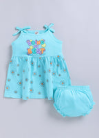 Mars Infiniti Pure Cotton Frock and Panty Set | Girls Cotton Frock Dress Shoulder Strap| Top and Bottom Set for Girl Kids | Coordinated Outfit | Lightweight and Breathable | Girls Dress Set