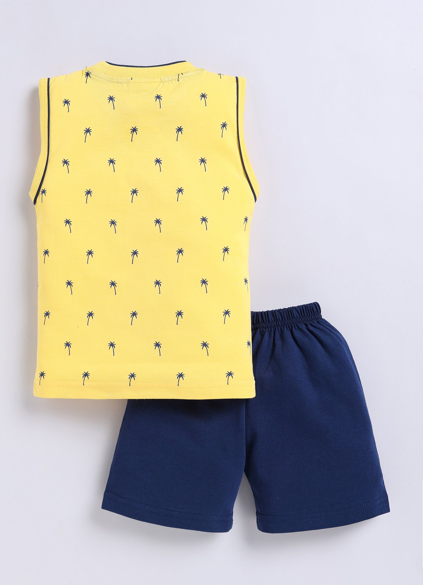 Mars Infiniti Pure Cotton Back Printed Sleeveless T-Shirt and Half Pant Set for Boys Kids| Kids boys tshirt and half pant set| Coordinated Set for Unisex kids|Yellow