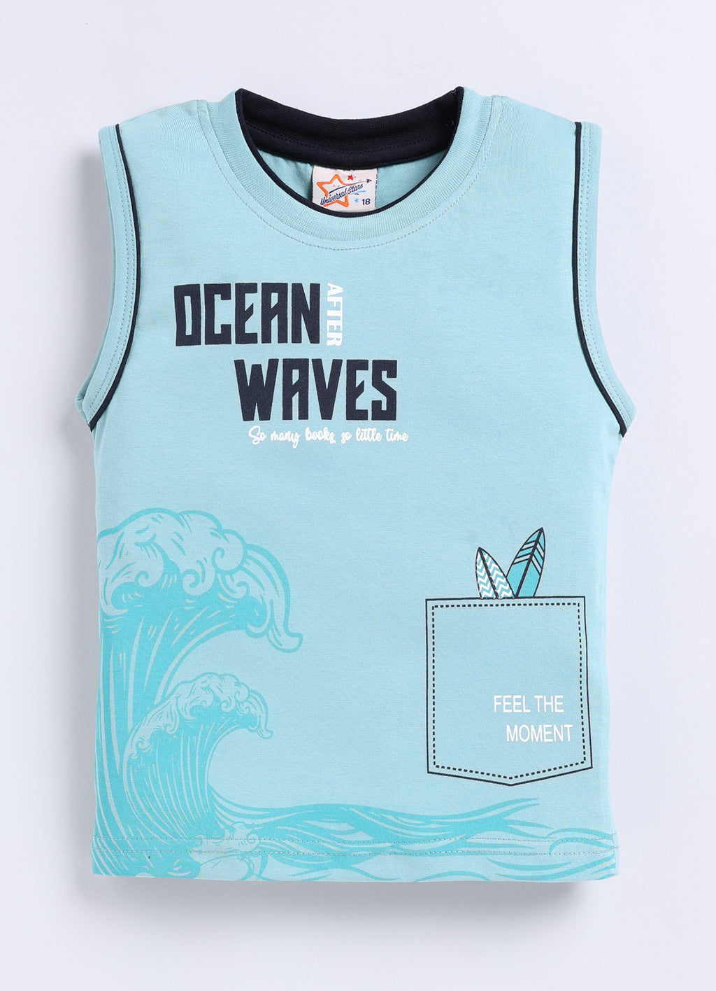 Mars Infiniti Pure Cotton Back Printed Sleeveless T-Shirt and Half Pant Set for Boys Kids| Kids boys tshirt and half pant set| Coordinated Set for Unisex kids|Sea Green