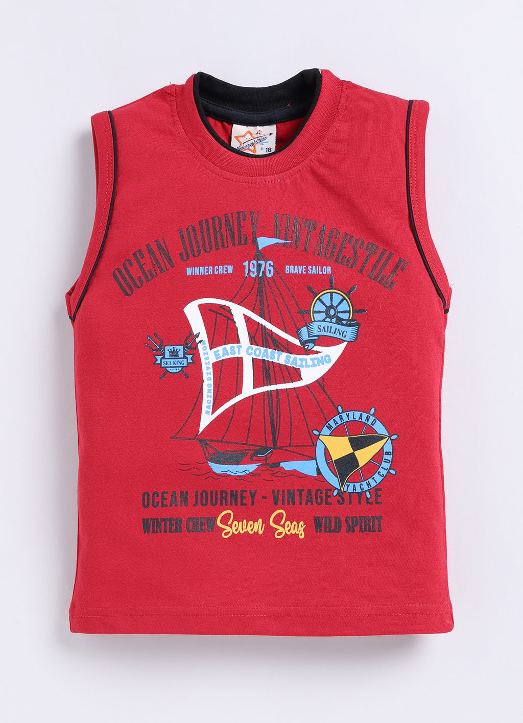 Mars Infiniti Pure Cotton Back Printed Sleeveless T-Shirt and Half Pant Set for Boys Kids| Kids boys tshirt and half pant set| Coordinated Set for Unisex kids|Red