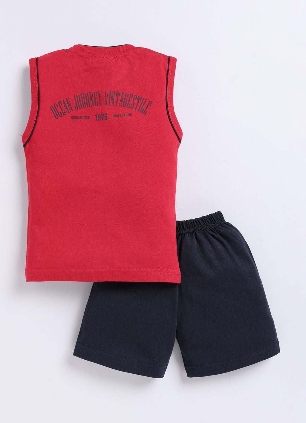 Mars Infiniti Pure Cotton Back Printed Sleeveless T-Shirt and Half Pant Set for Boys Kids| Kids boys tshirt and half pant set| Coordinated Set for Unisex kids|Red