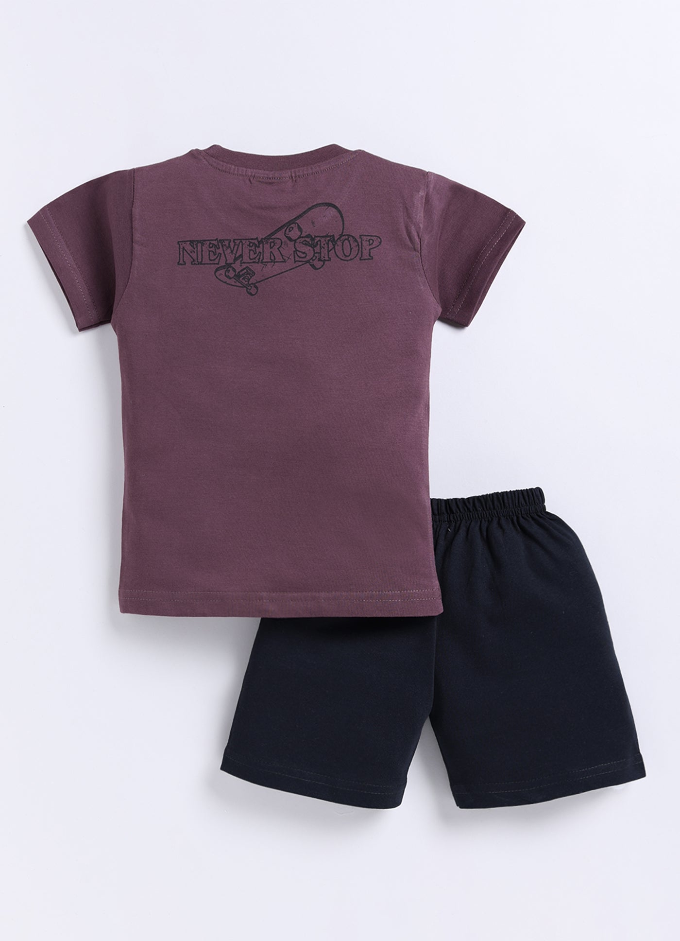 Mars Infiniti Pure Cotton Back Printed Half Sleeves T-Shirt and Half Pant Set for Boys Kids| Kids boys tshirt and half pant set| Coordinated Set for Unisex kids|Purple