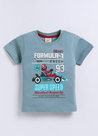 Mars Infiniti Pure Cotton Back Printed Half Sleeves T-Shirt and Half Pant Set for Boys Kids| Kids boys tshirt and half pant set| Coordinated Set for Unisex kids|Grey
