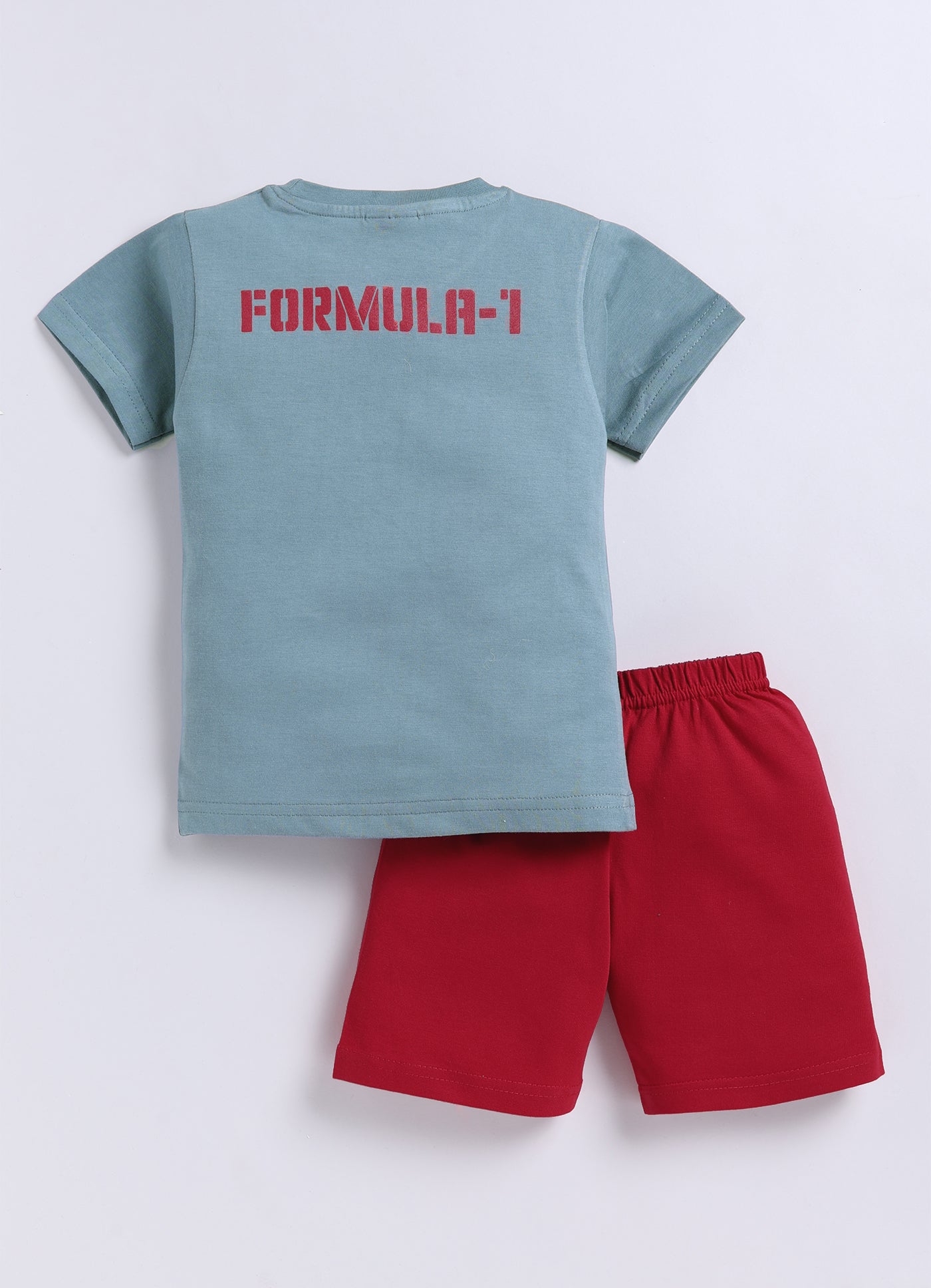 Mars Infiniti Pure Cotton Back Printed Half Sleeves T-Shirt and Half Pant Set for Boys Kids| Kids boys tshirt and half pant set| Coordinated Set for Unisex kids|Grey