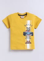 Mars Infiniti Pure Cotton Back Printed Half Sleeves T-Shirt and Half Pant Set for Boys Kids| Kids boys tshirt and half pant set| Coordinated Set for Unisex kids|Mustard