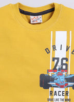Mars Infiniti Pure Cotton Back Printed Half Sleeves T-Shirt and Half Pant Set for Boys Kids| Kids boys tshirt and half pant set| Coordinated Set for Unisex kids|Mustard