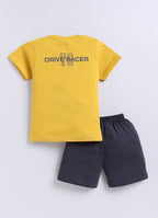 Mars Infiniti Pure Cotton Back Printed Half Sleeves T-Shirt and Half Pant Set for Boys Kids| Kids boys tshirt and half pant set| Coordinated Set for Unisex kids|Mustard
