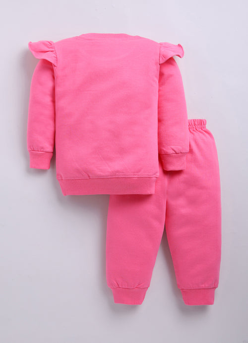 Mars Infiniti Girls Casual Sweatshirt and Track Pants (Deep Pink)