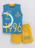 Mars Infiniti Boys & Girls Casual T-shirt Shorts (Blue_Mustard)