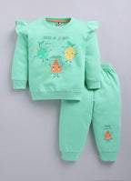 Mars Infiniti Girls Casual Sweatshirt and Track Pants (Light Green)